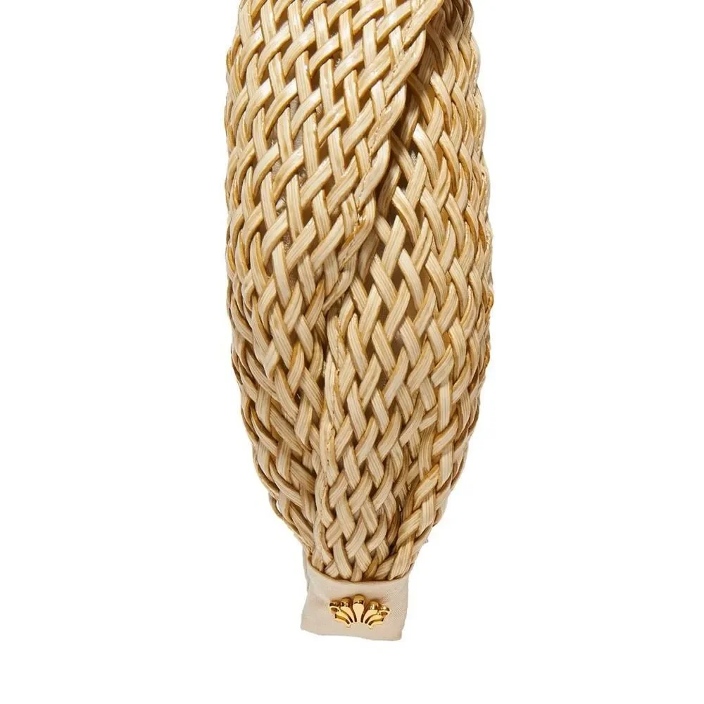Lele Sadoughi Marlene Iconic Slim Twist Natural Wicker Linen Headband OS